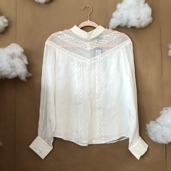 ✨ NWT Maje Ludmi Lace Trim Blouse ✨ - Picture 4 of 8